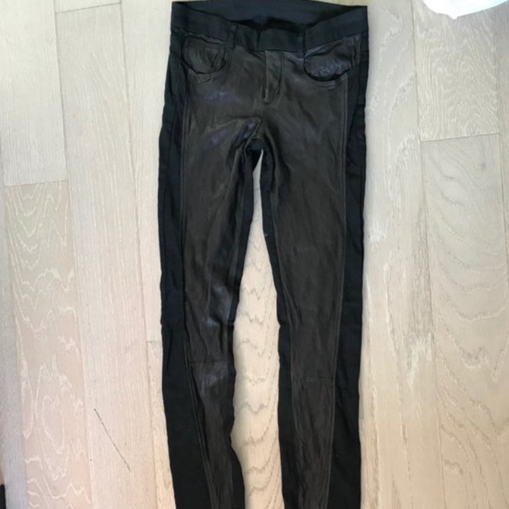 Helmut Lang washed leather rinsed skinny pant New